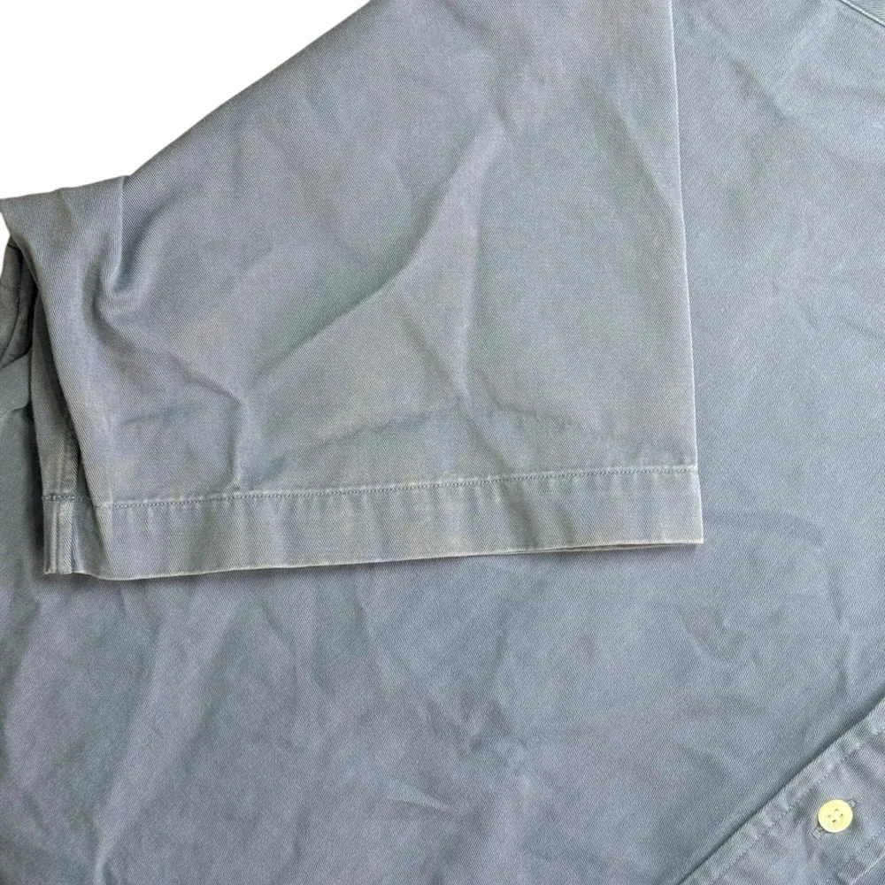 Ralph Lauren Button Down Shirt Mens L Blue Blake Cotton Short Sleeve Pony Logo‎
